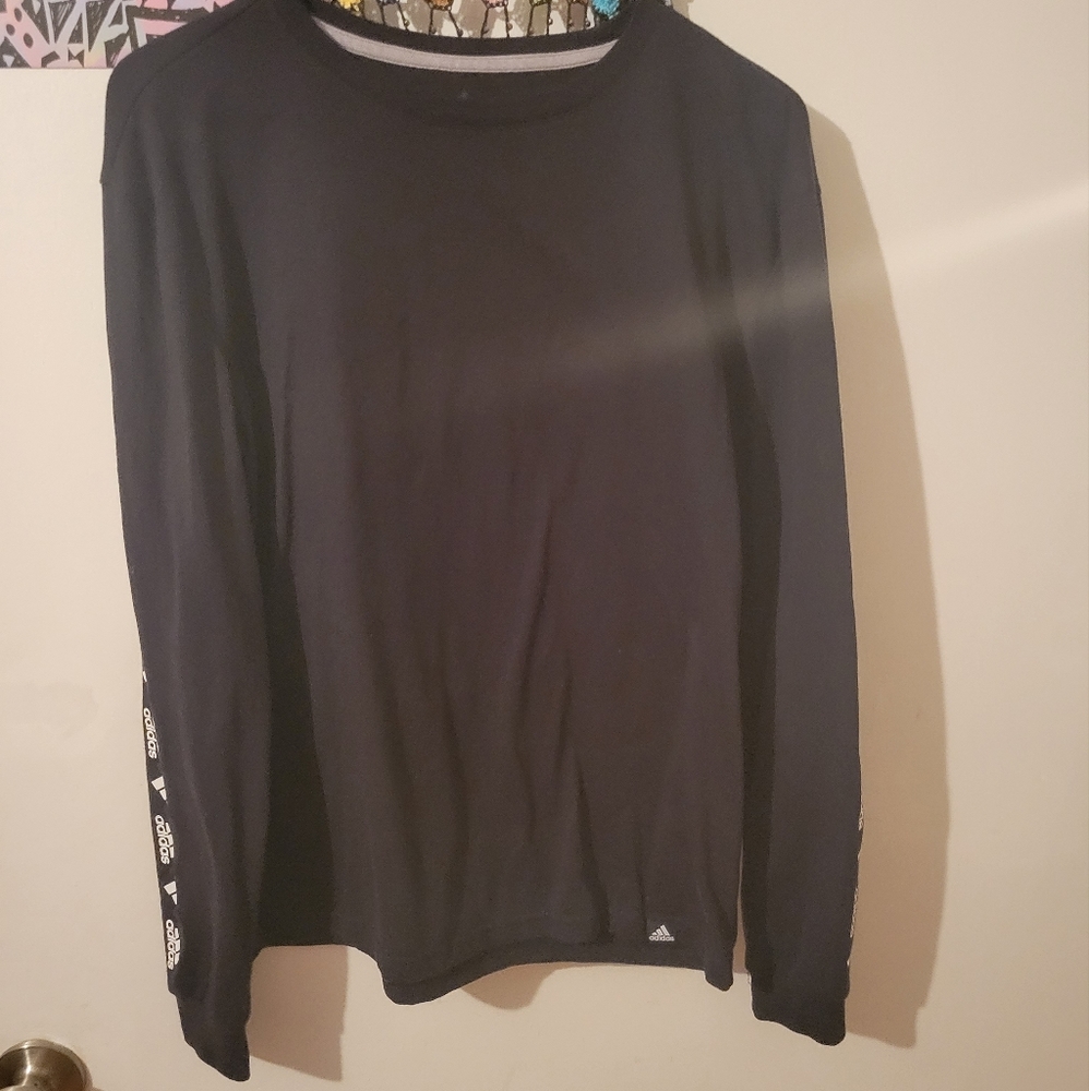 Women's Adidas Long Sleeve Top small logo on sleeves The Go To Tee